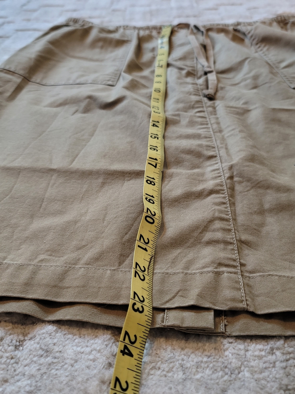 LL BEAN Drawstring Waist Skirt Tan 100% Cotton Women's Size LP - Picture 8 of 9
